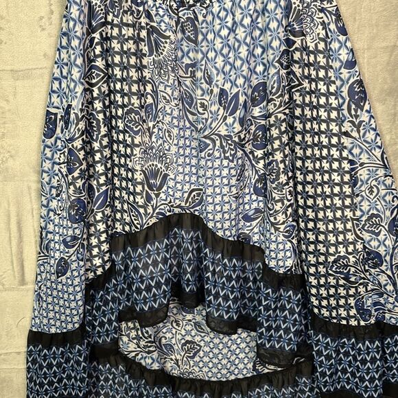 Nine West Blue Floral Off the Shoulder High Low Flowy Fully Lined Dress Size 18 - Picture 7 of 11